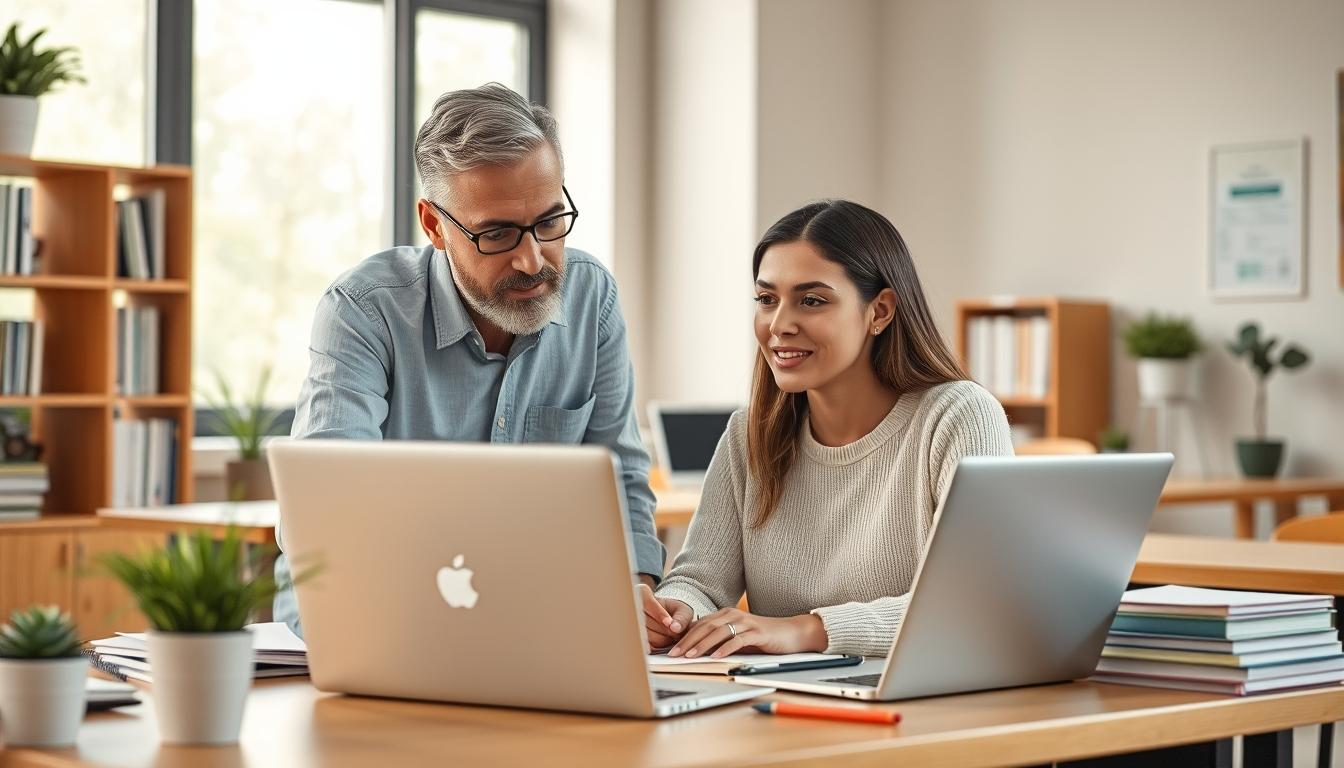 Student using a study guide to organize academic notes